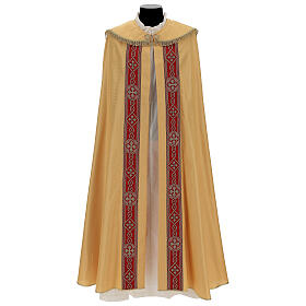 Priest cope in gold lame polyester and wool with gallon applications