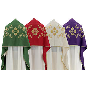 Voile huméral pure laine brodé avec pierres colorées 4 couleurs