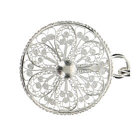 Round cope clasp with flower, 800 silver