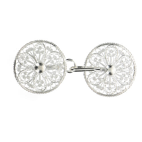 Round cope clasp with flower, 800 silver 1