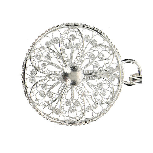 Round cope clasp with flower, 800 silver 2