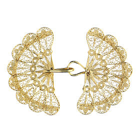 Fan-shaped cope clasp, gold plated 925 silver filigree