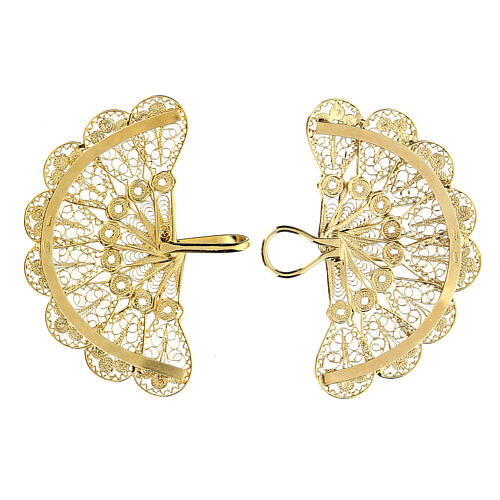 Fan-shaped cope clasp, gold plated 925 silver filigree 3