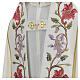 Priest cope in 100% bamboo with ecru floral decorations and fringes Limited Edition s4