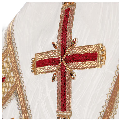 Kapa liturgiczna acetat wiskoza stras agremani złote taśmy ozdobne krzyże Gamma 3