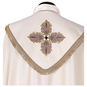 Chapes, Chasubles Romaines, Dalmatiques: Chape tissu imprimé 100% polyester brodé machine pierres vertes