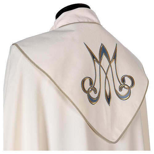 Marian cope, 100% polyester, machine embroidery, lily and monogram Gamma 4