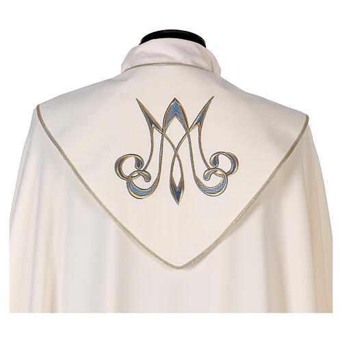 Kapa liturgiczna Maryjna 100% poliester, haftowana maszynowo lilia i monogram Gamma 2
