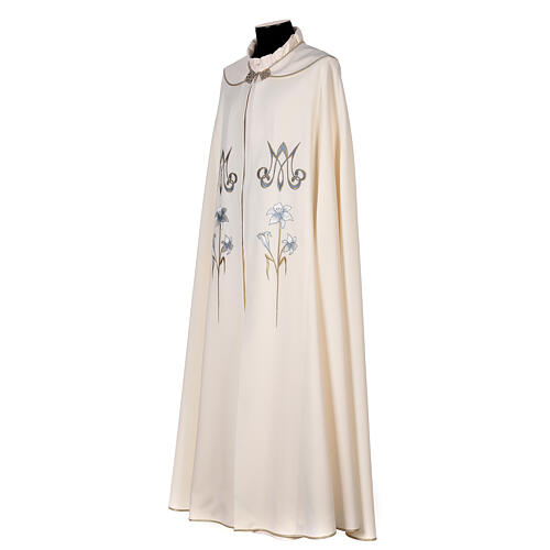 Kapa liturgiczna Maryjna 100% poliester, haftowana maszynowo lilia i monogram Gamma 5