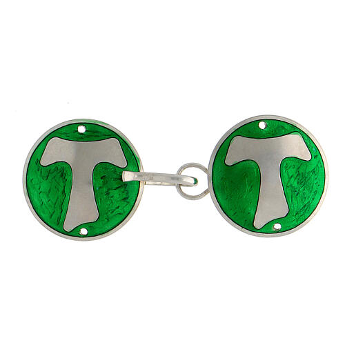 Cope clasp with Tau on green backdrop, 925 silver 1