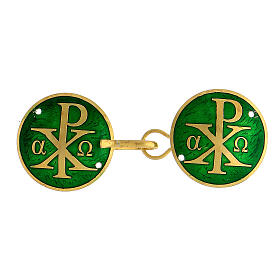Cope clasp with Chi-Rho on green backdrop, 925 silver