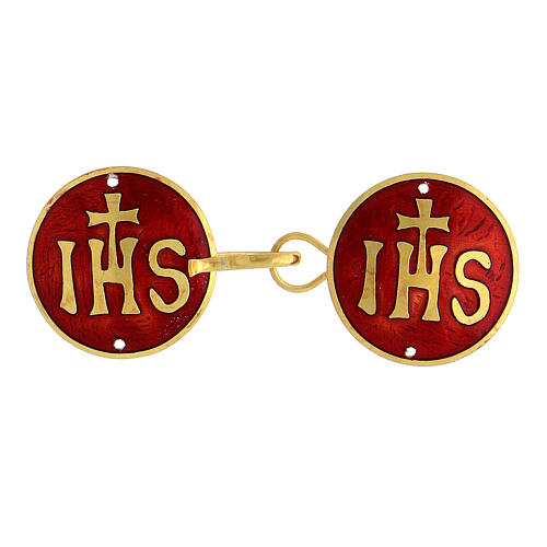 Cope clasp with IHS on red backdrop, 925 silver 1