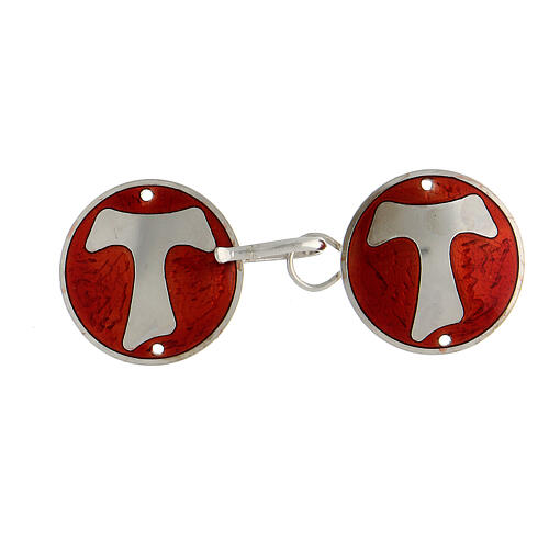 Cope clasp with Tau cross on red, 925 silver 1