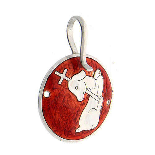 Cope clasp with Lamb of God on red, 925 silver 2