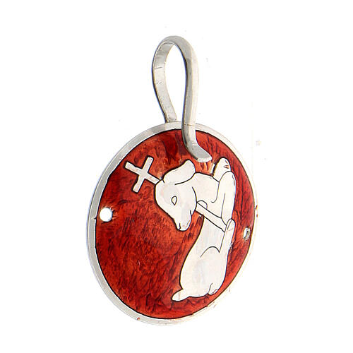 Cope clasp Lamb of god in red 925 silver 2