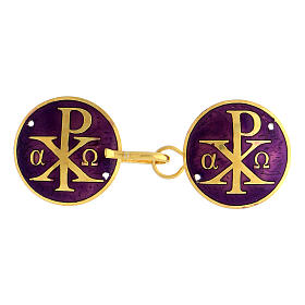 Cope clasp with Chi-Rho on purple, 925 silver