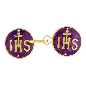 Cope clasp with IHS on purple, 925 silver