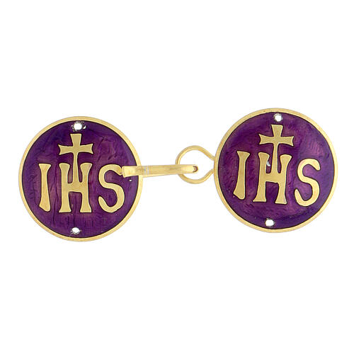 Cope clasp with IHS on purple, 925 silver 1
