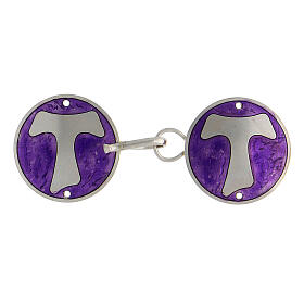 Cope clasp with Tau cross on purple, 925 silver