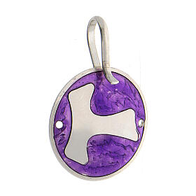 Cope clasp with Tau cross on purple, 925 silver
