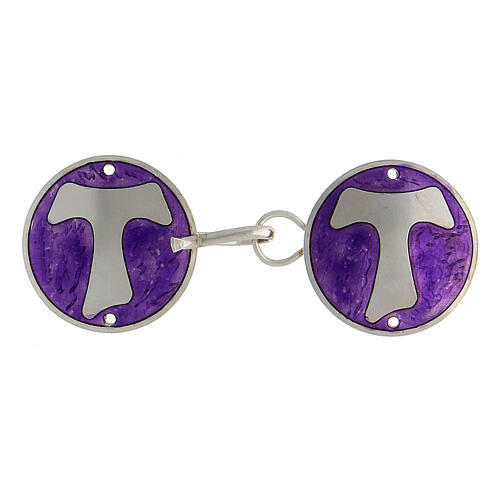 Cope clasp with Tau cross on purple, 925 silver 1