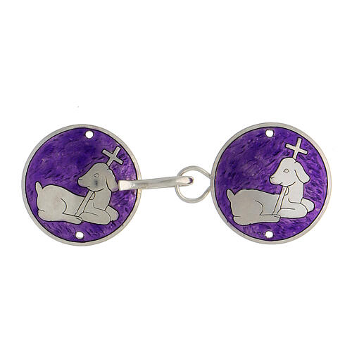Cope clasp with Lamb of God on purple, 925 silver 1