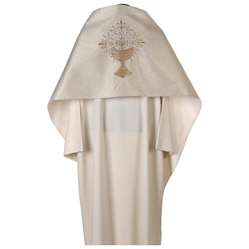 Velo omerale dorato con ricamo JHS e calice 8