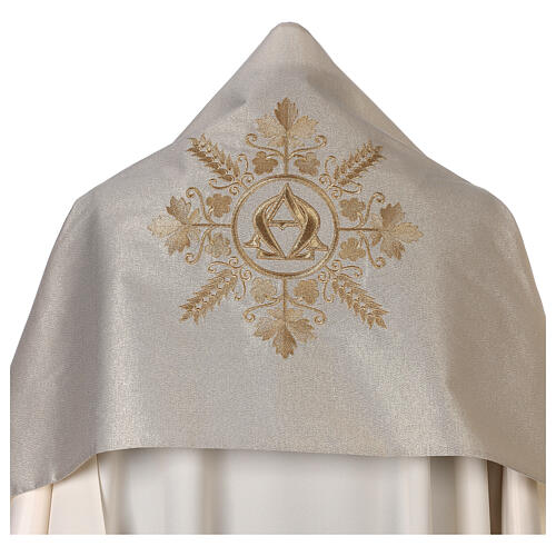 Humeral veil with Alpha Omega golden embroidery 1