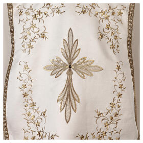 Fiddleback chasuble ivory with golden embroidery in cotton satin blend