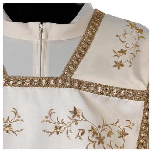 Fiddleback chasuble ivory with golden embroidery in cotton satin blend 3