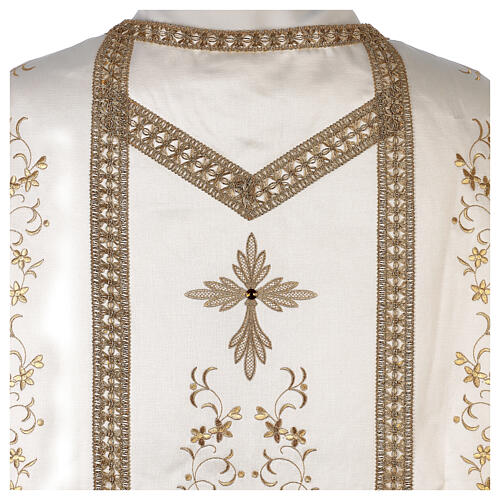 Fiddleback chasuble ivory with golden embroidery in cotton satin blend 6