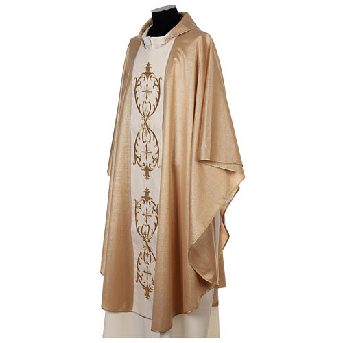 Gold chasuble 80% wool 20% lurex double twisted band 3