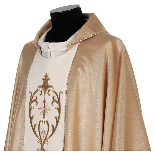 Gold chasuble 80% wool 20% lurex double twisted band 4