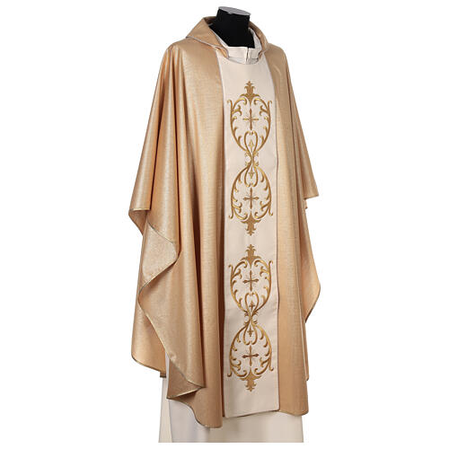 Gold chasuble 80% wool 20% lurex double twisted band 5