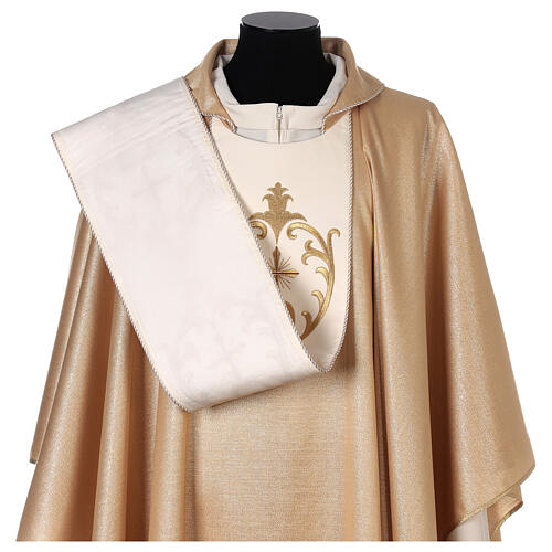 Gold chasuble 80% wool 20% lurex double twisted band 7
