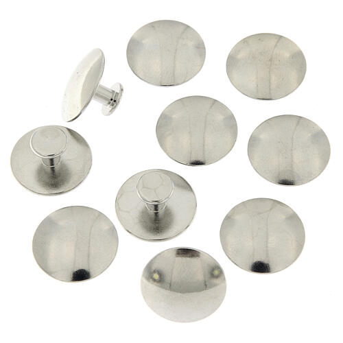 Nickel-plated stud buttons, set of 10 2