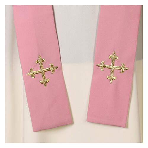 Pink chasuble with JHS and cross, 100% polyester 8