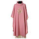 Pink chasuble with JHS and cross, 100% polyester s1