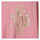Pink chasuble with JHS and cross, 100% polyester s2