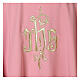 Pink priest chasuble JHS cross 100% polyester s6