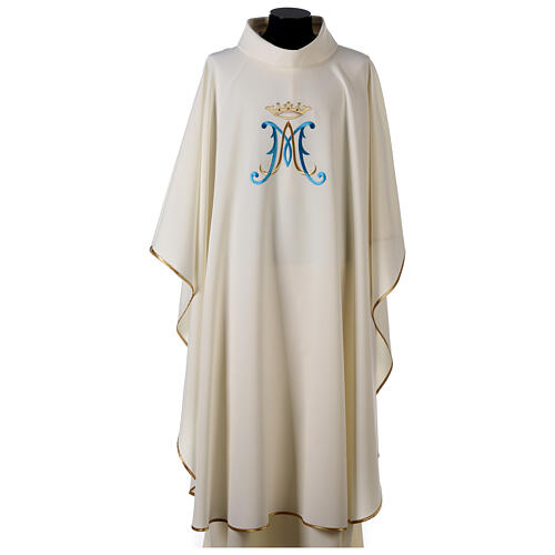 White Marial chasuble, 100% polyester 1