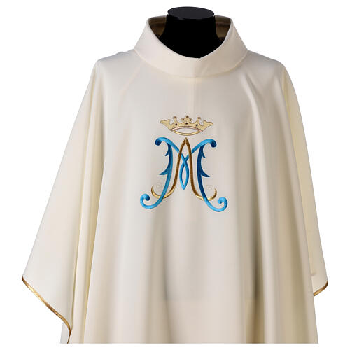 White Marial chasuble, 100% polyester 2