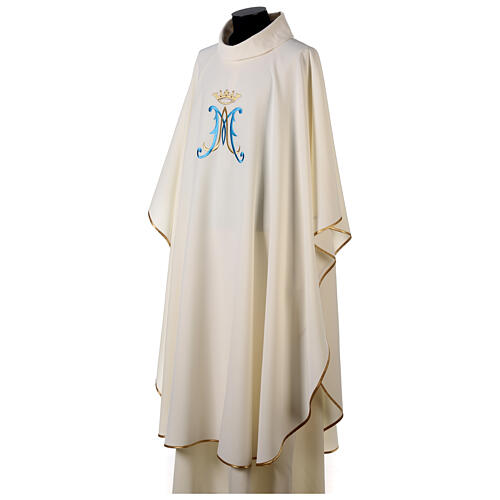 White Marial chasuble, 100% polyester 4