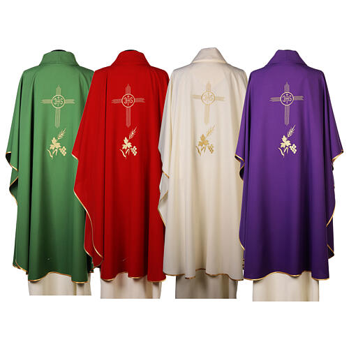 Chasuble of 100% polyester, JHS and grapes, 4 coulours 3