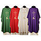 Chasuble of 100% polyester, JHS and grapes, 4 coulours s1