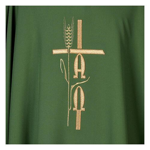Chasuble of 100% polyester, Alpha Omega cross, and ear of wheat, 4 colours 2