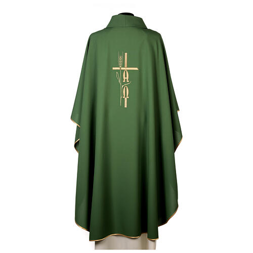 Chasuble of 100% polyester, Alpha Omega cross, and ear of wheat, 4 colours 4