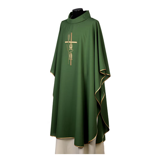Chasuble Alpha Omega cross wheat 100% polyester 4 colors 3