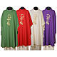 Kasel, Ähren-und Traubenmotiv, Kreuz, 4 liturgische Farben, 100% Polyester s1