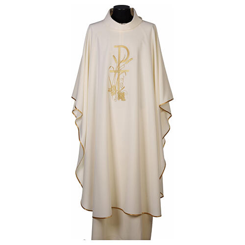 Chasuble of 100% polyester, ears of wheat grapes and cross, 4 coulours 5